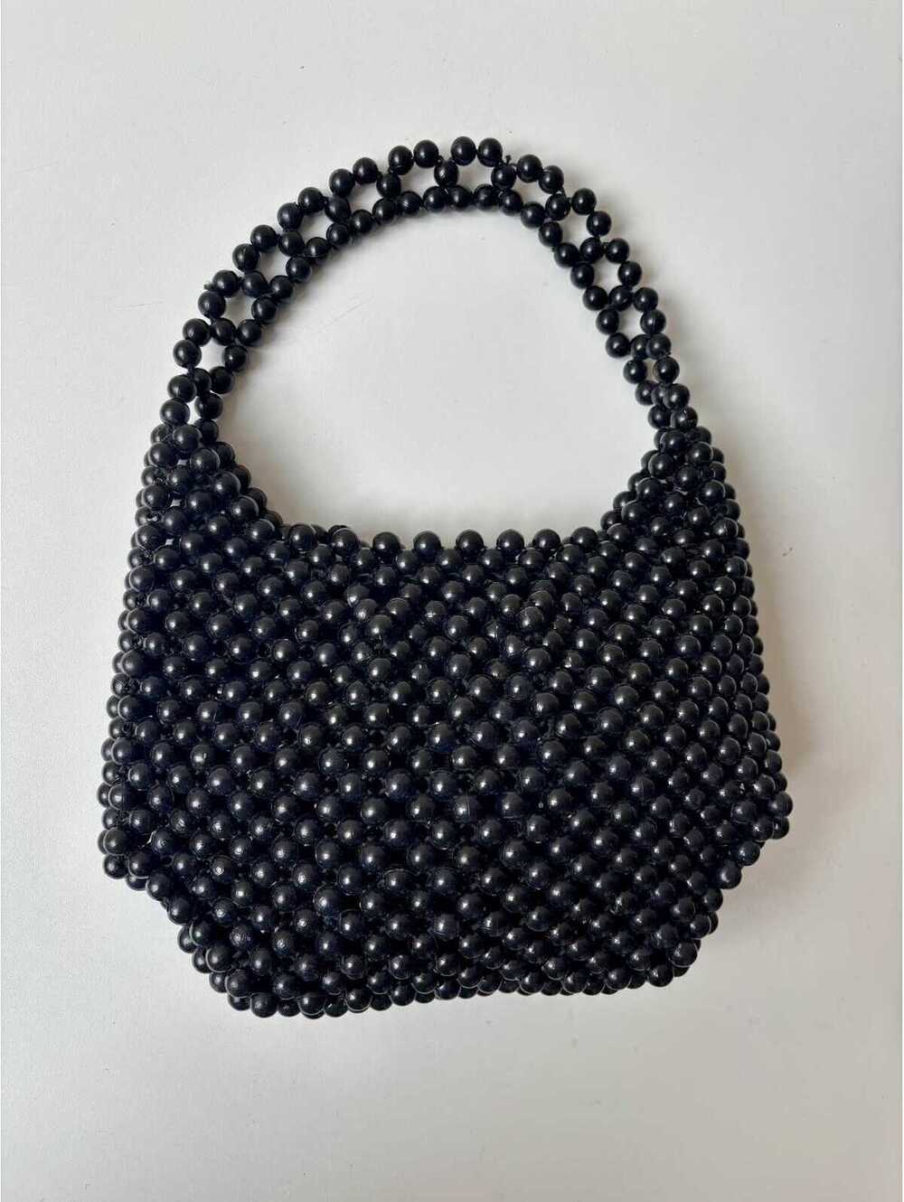 Vintage 1960s Black Beaded Top Handle Handbag